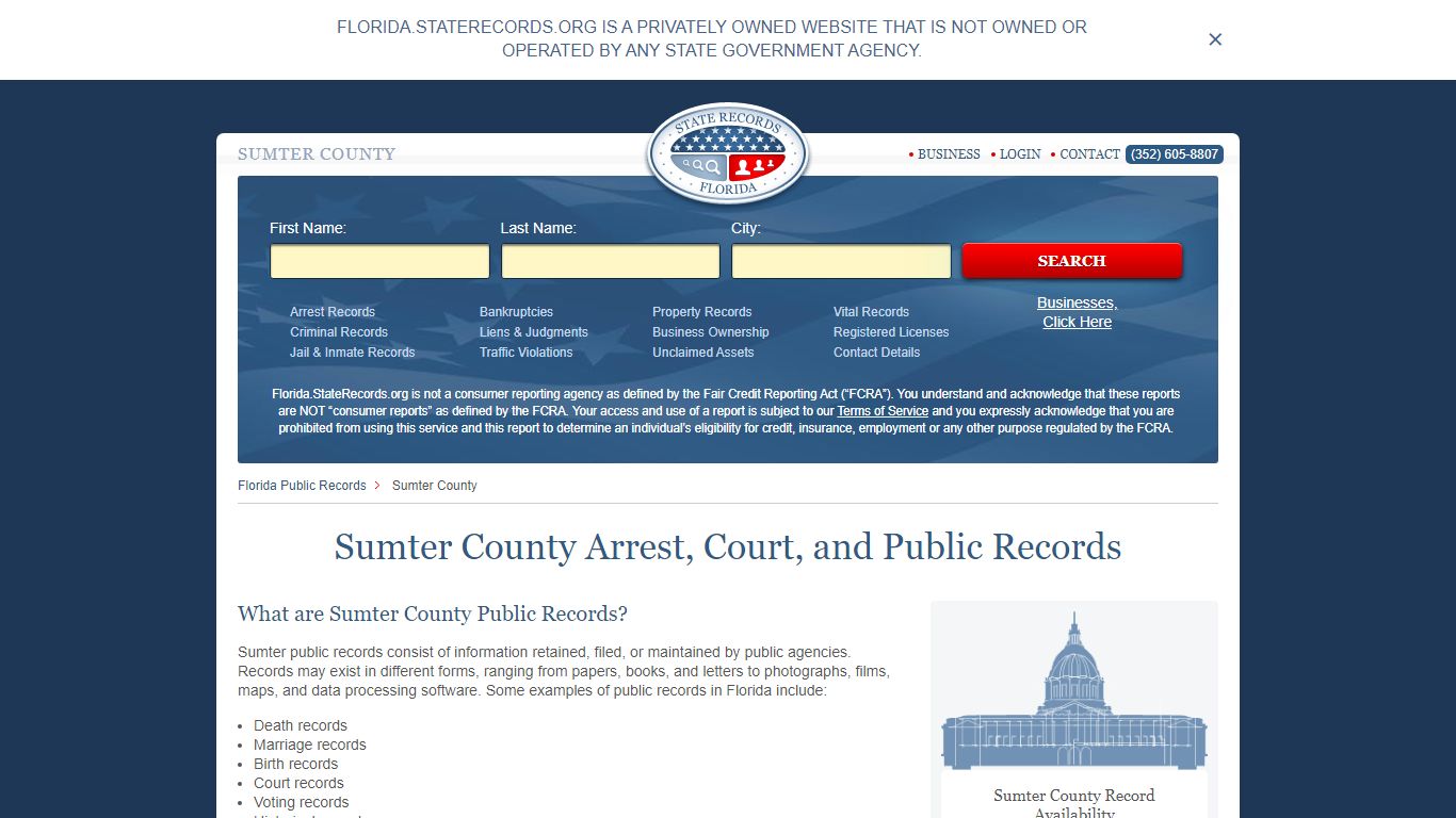 Sumter County Arrest, Court, and Public Records